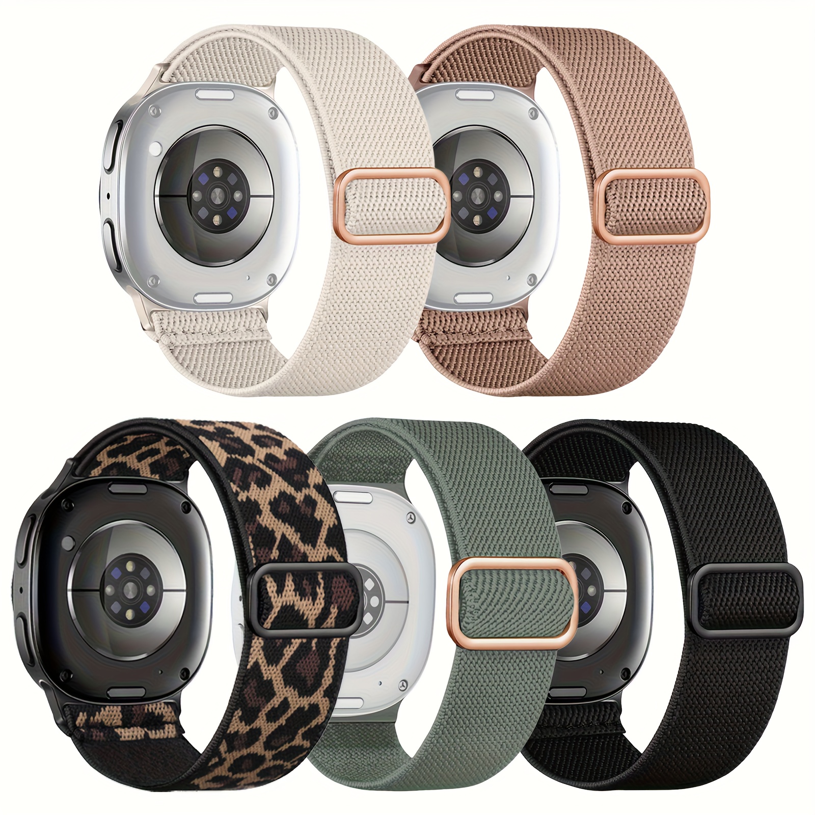 E-shop 5-Pack CHINBER Armband für for Samsung Galaxy Watch – Elastisches Nylon Solo Loop Band für for Samsung Galaxy Watch 8/8 Classic (40mm/44mm/46mm)