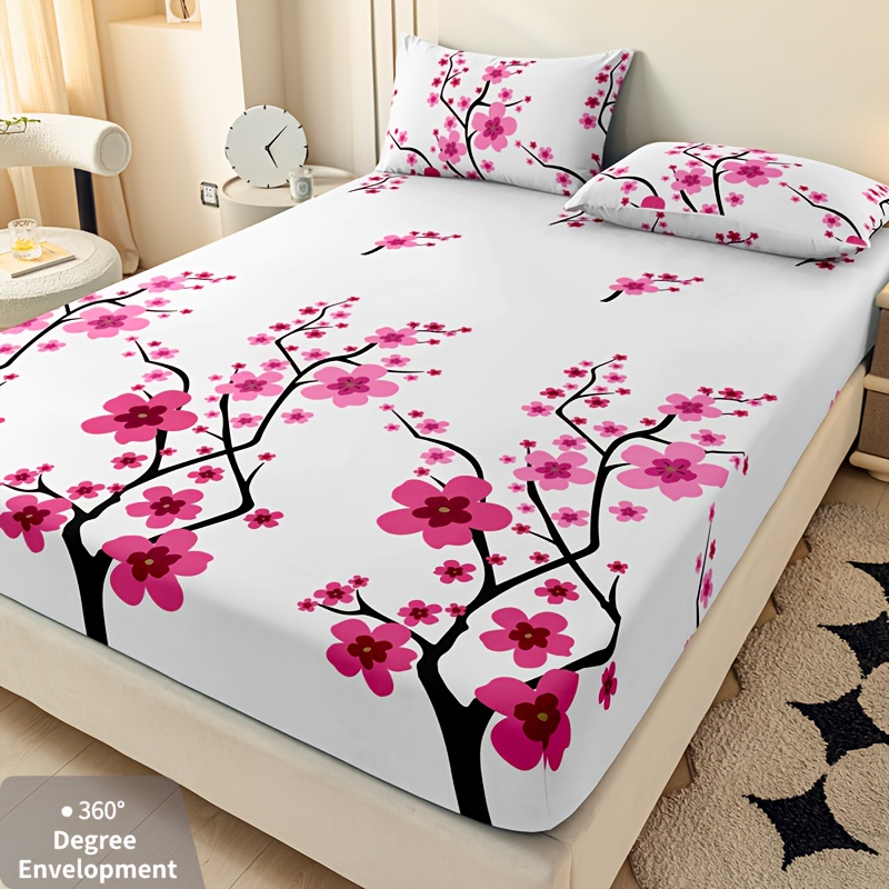 TEMU 3pcss Spring/summer Bed Sheet And Pillowcase Set | Microfiber 3pcs Set 2 Pillowcases/1 Bed Sheet | Double Bed/full Size Bed/queen Size Bed/king
