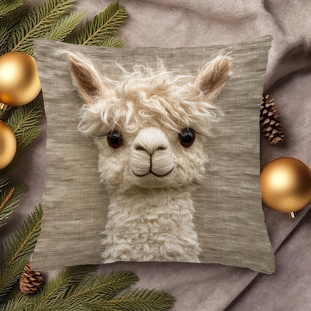 

1pc Super Soft Short Plush Pillowcase, 18x18 Inch - Adorable Alpaca , Double-sided Printed, Cozy & Polyester - Ideal For Sofa, Living Room, Bedroom Decor - Machine Washable, No Insert Included