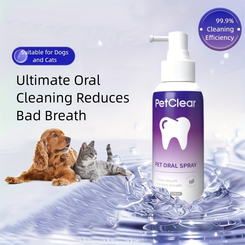 Pet Oral Spray 120Ml Two-In-One / Cleans Teeth And Freshens Breath / Eliminating Odors And Controlling Tartar / Gentle Formula Suitable for Both Cats And Dogs