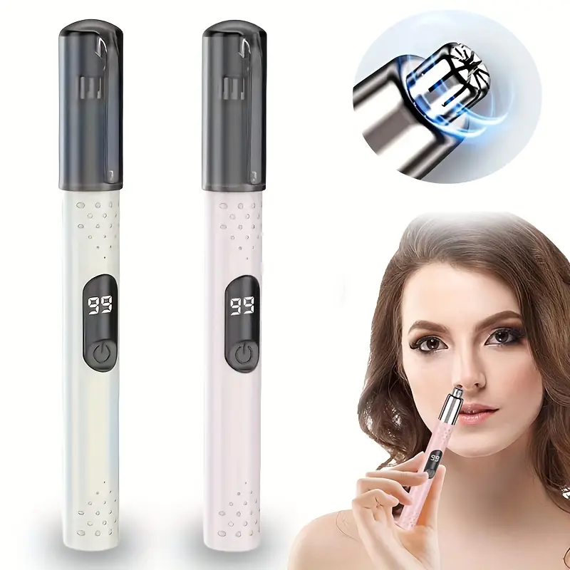 feiyba usb rechargeable nose ear hair trimmer with led display portable easy clean accurate trimming 4v 12v operating voltage   storage box travel friendly personal grooming tool trimmer for nose and ear hair Product details 5
