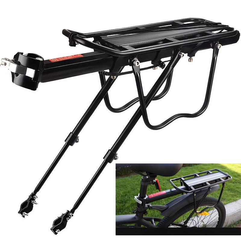 TEMU Quick Release Bike Rear Rack, Bicycle Rear Bracket, Bike Cargo Rack Bike Luggage Carrier Rack, Aluminum Alloy Adjustable Rack With Reflector For