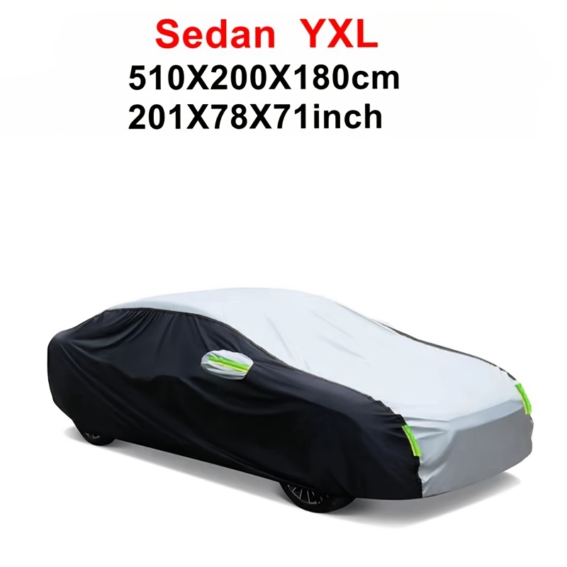 TEMU Housse de voiture double couleur JIUWAN, protection extérieure anti-poussière en polyester avec bandes réfléchissantes, adaptée universellement