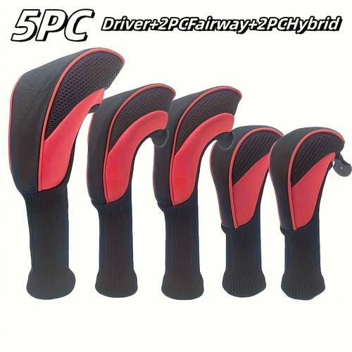 5pcs universal golf club headcover set 1 driver headcover 2 wood headcovers 2 wood headcovers unisex interchangeable markers for 3 4 5 7 x size clubs fits and driver clubs professional protection for peace