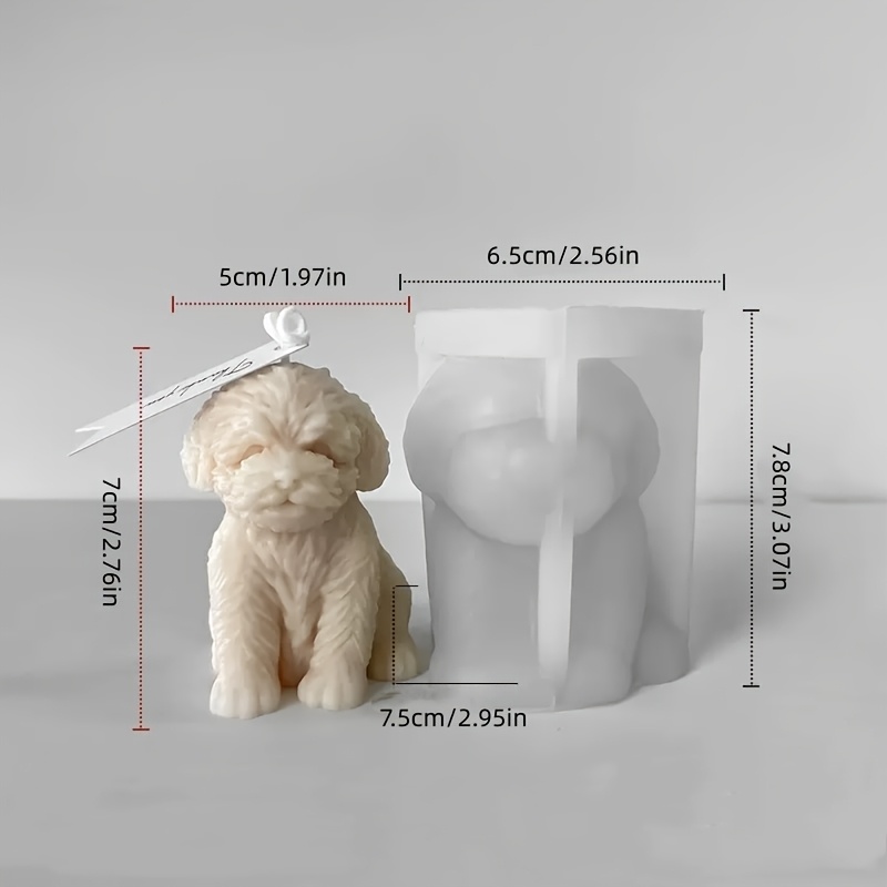 TEMU 1 stuks Teddy Hond Siliconen Mal, Schattige Zittende Puppy voor Kaars Geur Gips Mal Huisdecoratie Ornamenten