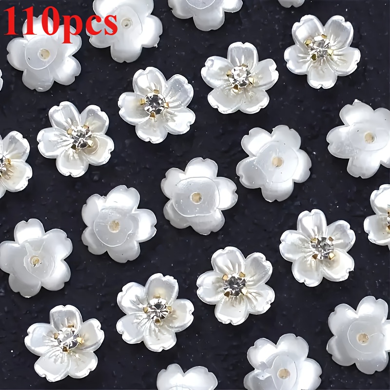 E-shop 50/110 Stück 5-lagige, glänzende Acryl-Perlen mit weißem , 12 mm leichte, handgefertigte Bohème-Perlen, Schmuck-Schuhbeutel-Anhänger,