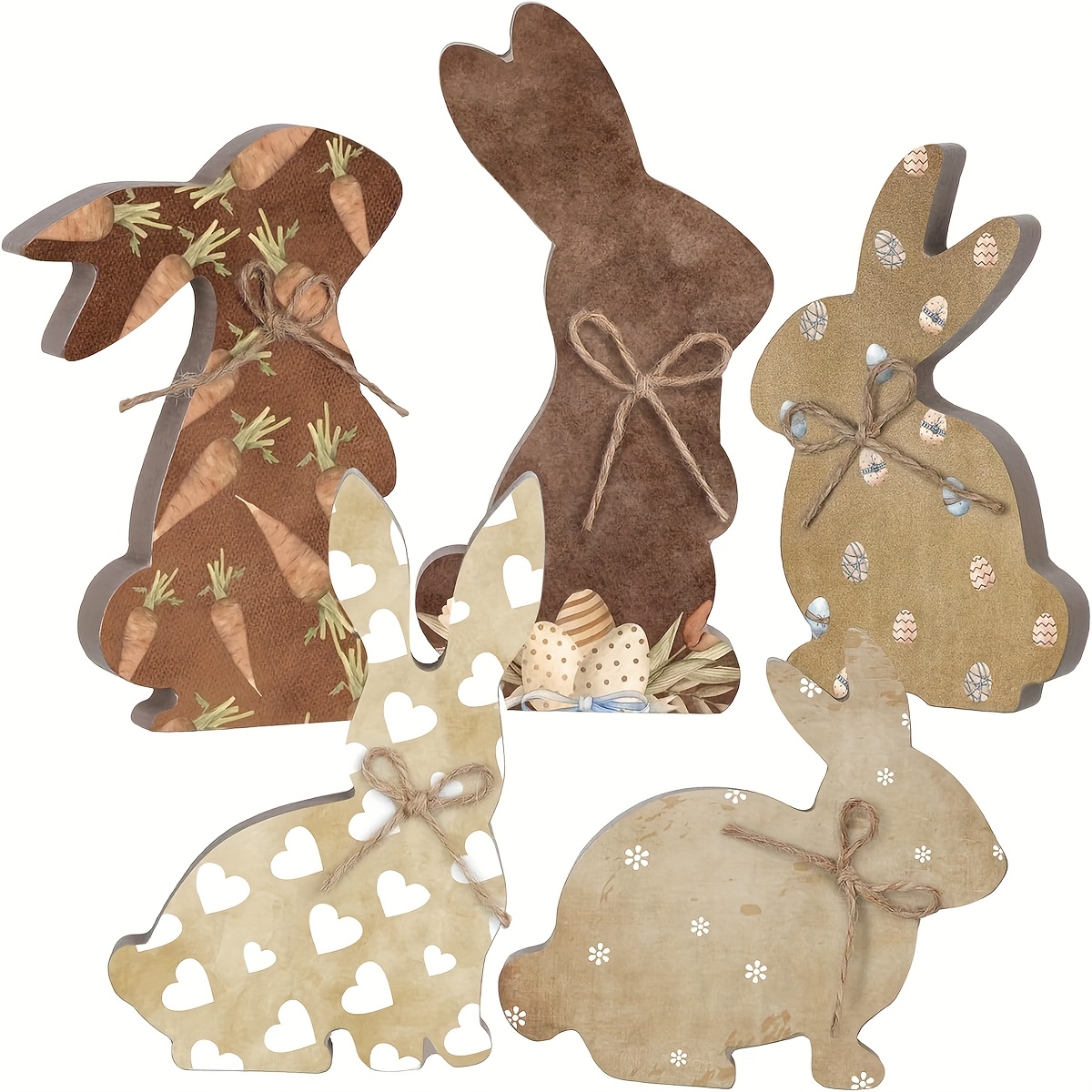 

1pc/5pcs Easter Bunny Wooden Decoration, Suitable For Layered Tray Decoration Accessories For Easter Parties