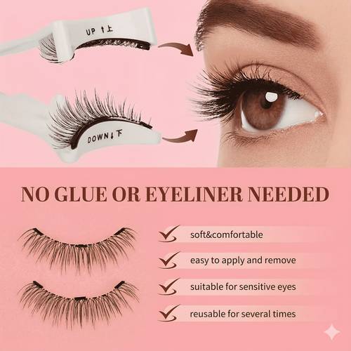 magnetic eyelashes false eyelashes 1 pair with 1 lash applicator natural look daily wear false eyelashes diy easy to apply high quality portable 5 minute
