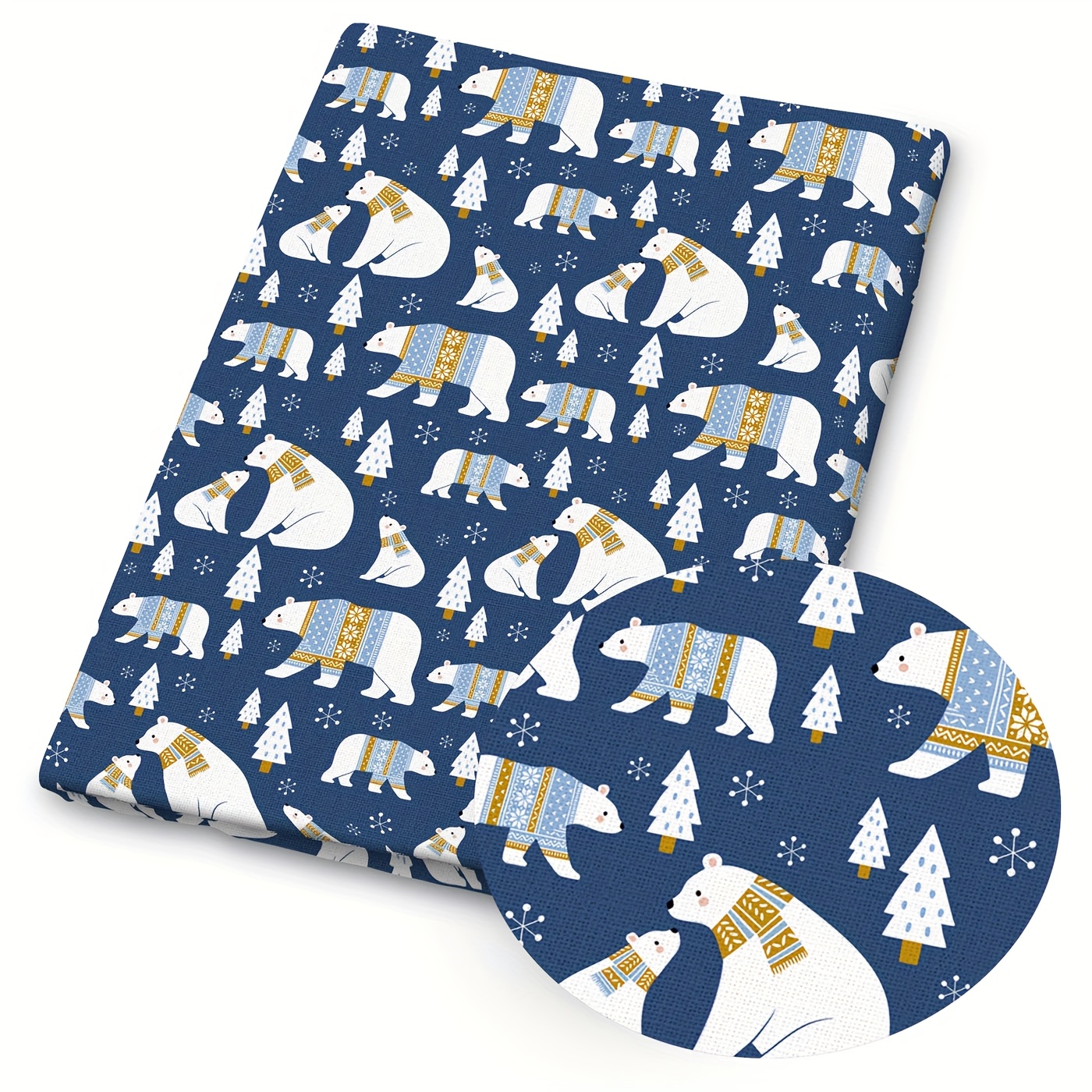 TEMU 1 pièce Kit DIY Pré-découpé en Polyester Série Noël Bleue, 57x19.68 Pouces (145x50cm) avec Forêt Hivernale, , et Cabane pour Couture, Patchwork,