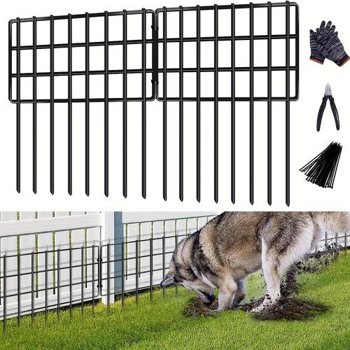 item picture 25 barrier fences 1 25in no dig garden fence for dog rabbit 17in h x 27ft l iron ground defense border for garden patio yard landscaping