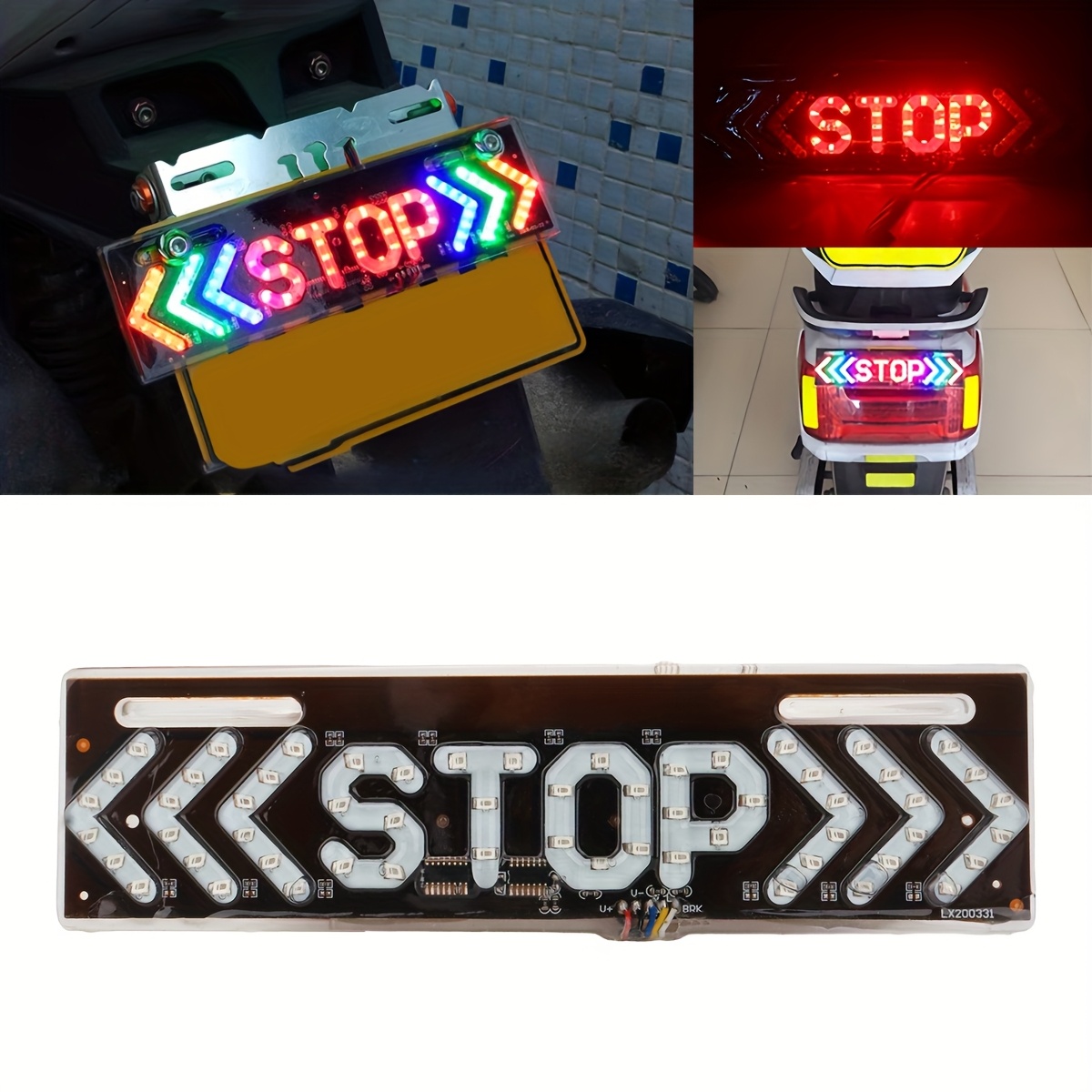 

1pc Multifunctional Motorcycle License Plate Light Colored Neon Decorative Light Panel 12v "stop" Pattern Decorative Light