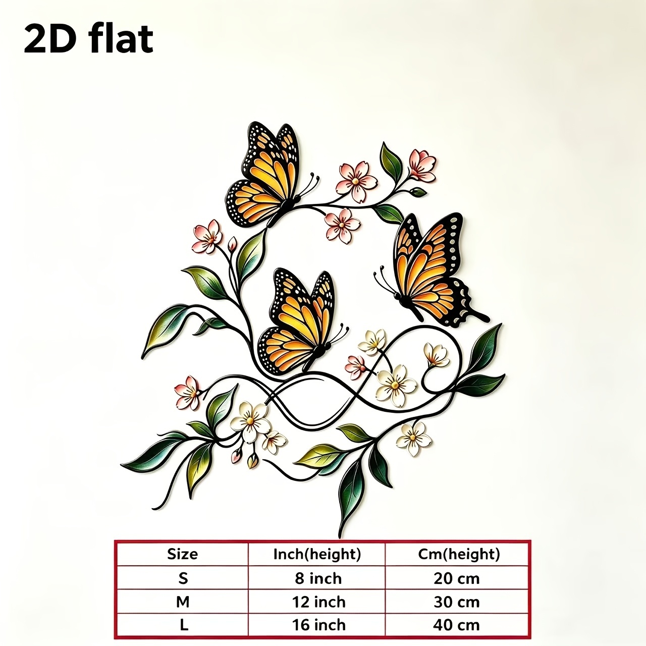 TEMU 2d Flat, 2d Flat Metal Wrought Iron Vine Wall Decor, Colorful Hollow-out And Floral Branch Wall Hanging, Indoor Bedroom And Entryway Decoration,