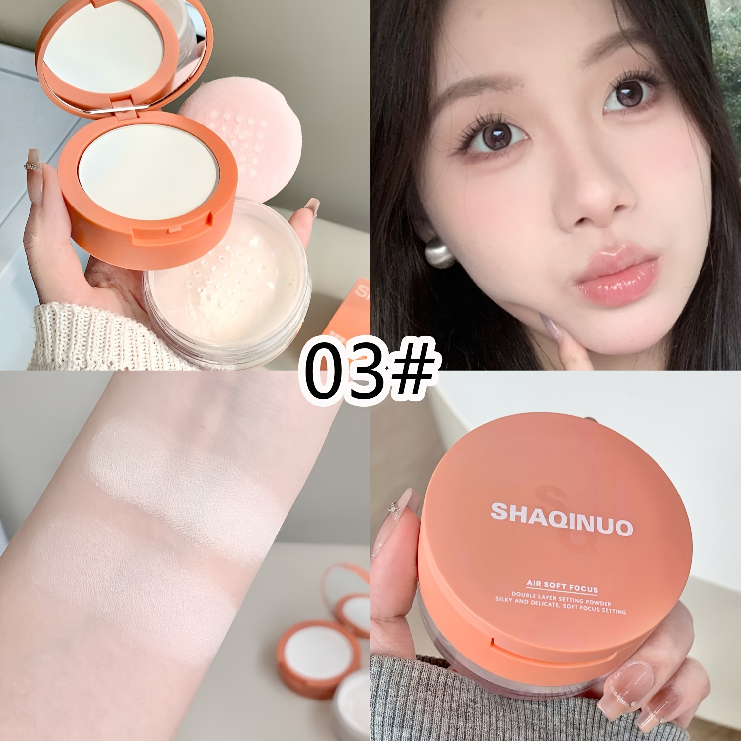 Image of Clear Translucent Pressed Powder, Long-lasting Oil Control Waterproof And Non-makeup-removing Pressed Powder, Delicate And Light Setting Makeup Modifies Facial Skin, Suitable For Tones