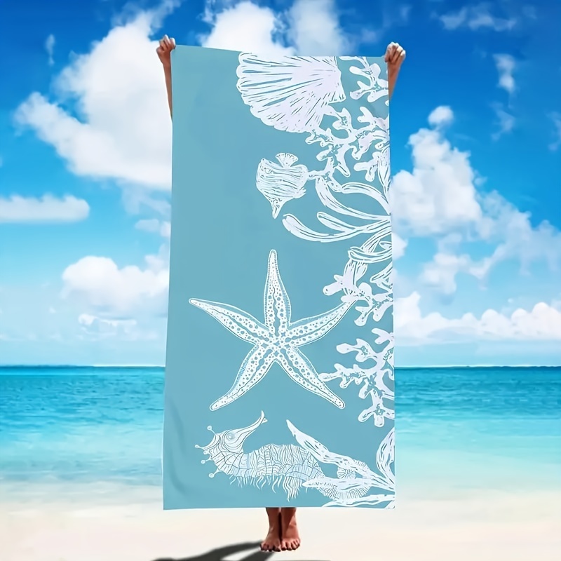 

1pc Sea Life Beach Towel - Large Microfiber Soft, Sunscreen - The Perfect Summer Beach Towel