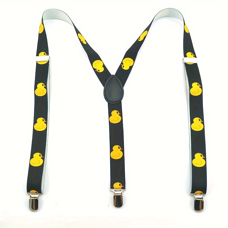 

1pc Cartoon Little Yellow Duck Print Men's Suspenders, Adjustable Elastic Men's Suspender, Pants Suspenders, Ideal Choice For Gift