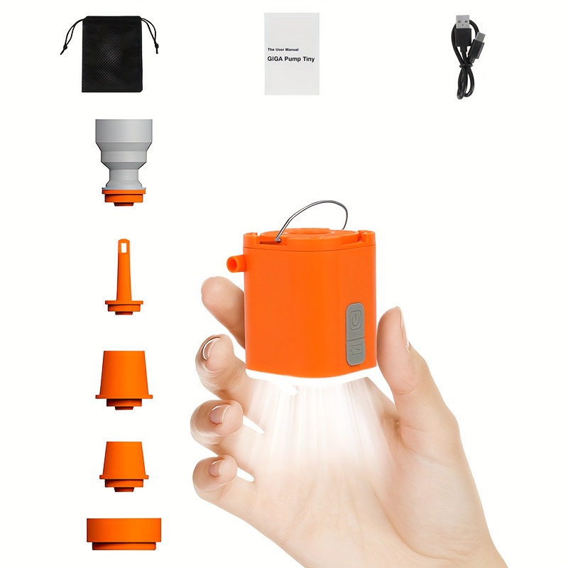 TEMU Pompa Mini Portatile con Luce LED da Campeggio, Pompa ad Aria 3.8Kpa, Ricaricabile USB, e Rapida Gonfiaggio/Sgonfiaggio, Adatta per Galleggianti