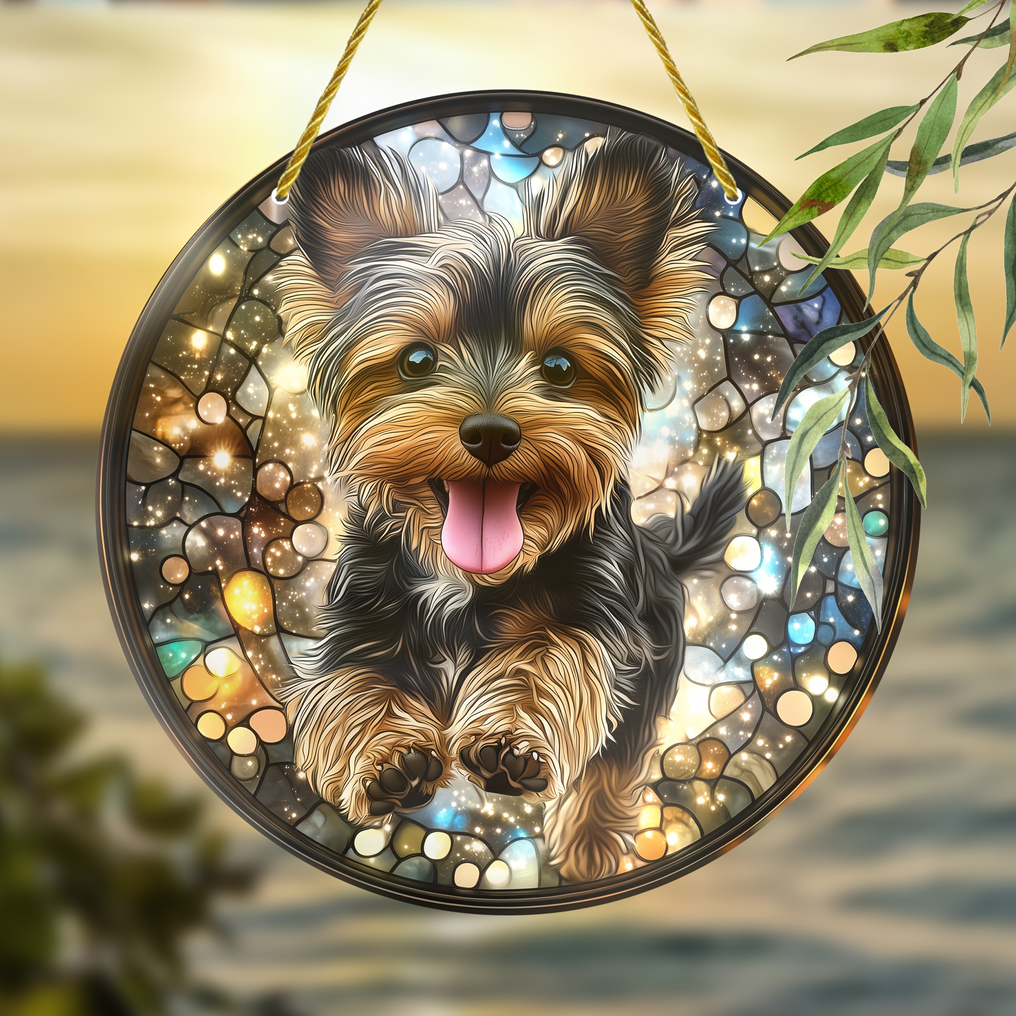 

Yorkshire Terrier Acrylic Sun - 8"x8" Stained Glass-style Wall Decor For Indoor & Outdoor, Porch, Bedroom, Office, Patio - Unique Housewarming Or Birthday Gift