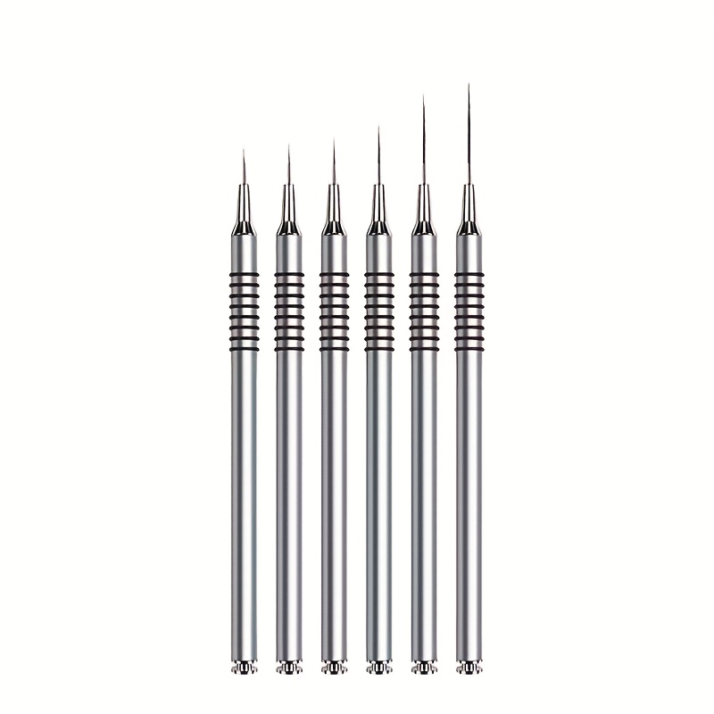 TEMU 6pcs Nail Art Liner Brushes Set Nail Art Design Brush Striping Thin Long Lines Dotting Drawing Pen Gel Polish Painting Brush