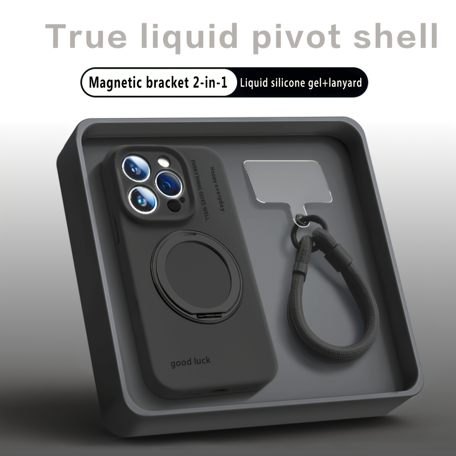 TEMU 360 Pivot Suitable For 16 Phone Case New Iphone 15promax Liquid 16pro All Inclusive Magnetic Tape Holder 13 Anti Drop Cover 12 Shell 14 Hanging