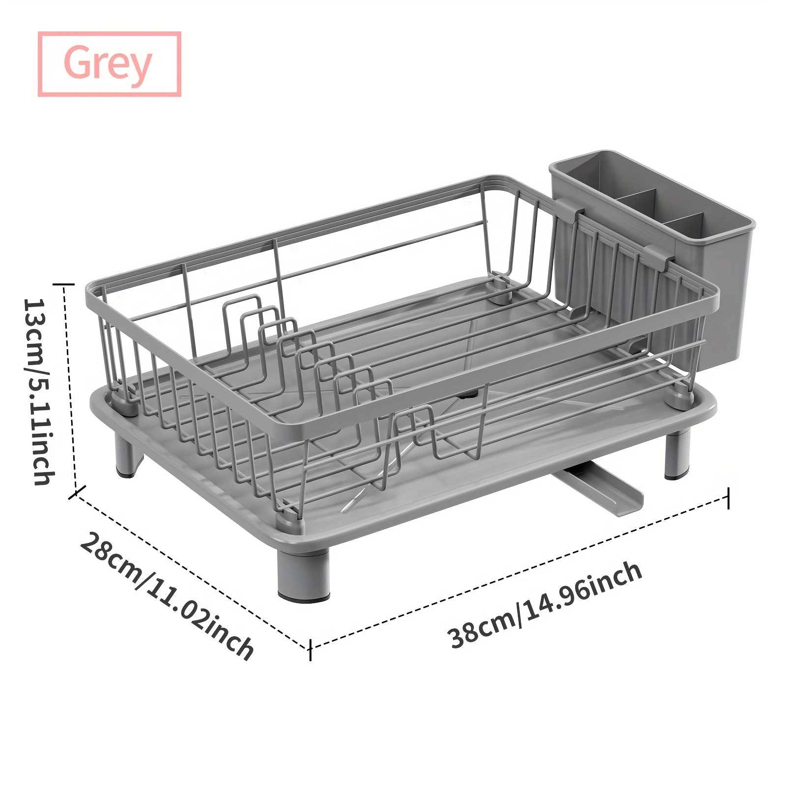 TEMU 1pc Dish Drying Rack, Space- Dish Rack, Dish Racks For Kitchen Counter, Anti-rusty Dish Drainer With Utensil Holder For Kitchen Counter And