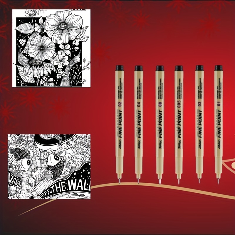 

6pcs/set, Micro Fine Line Pens With Various Pen Tip Sizes