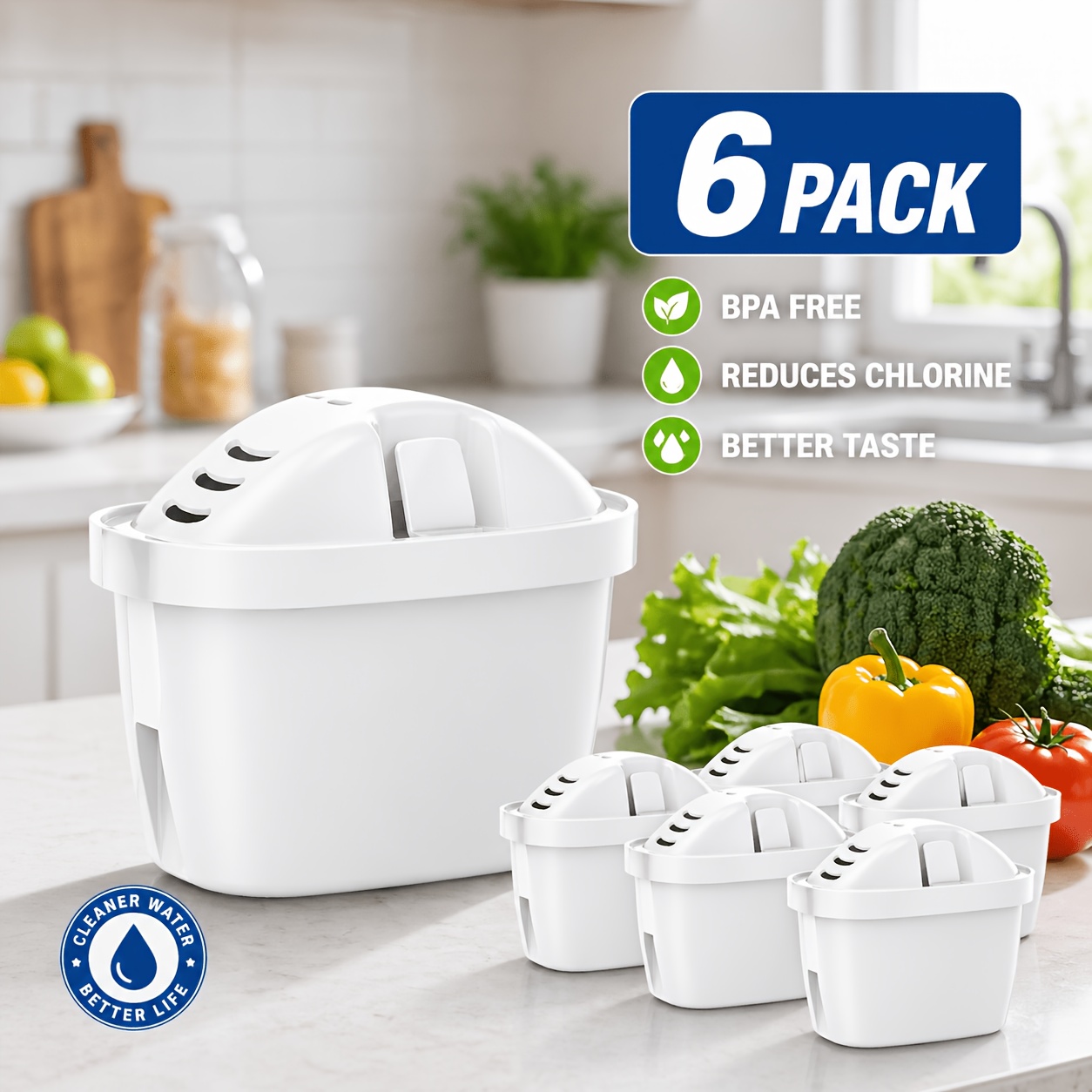 TEMU 6-pack Water Suitable For Bta Water Filter Jug, Replacement For Bta Pro -1, Suitable For Water Filter Jugs Kettles - Reduction Of In The Water