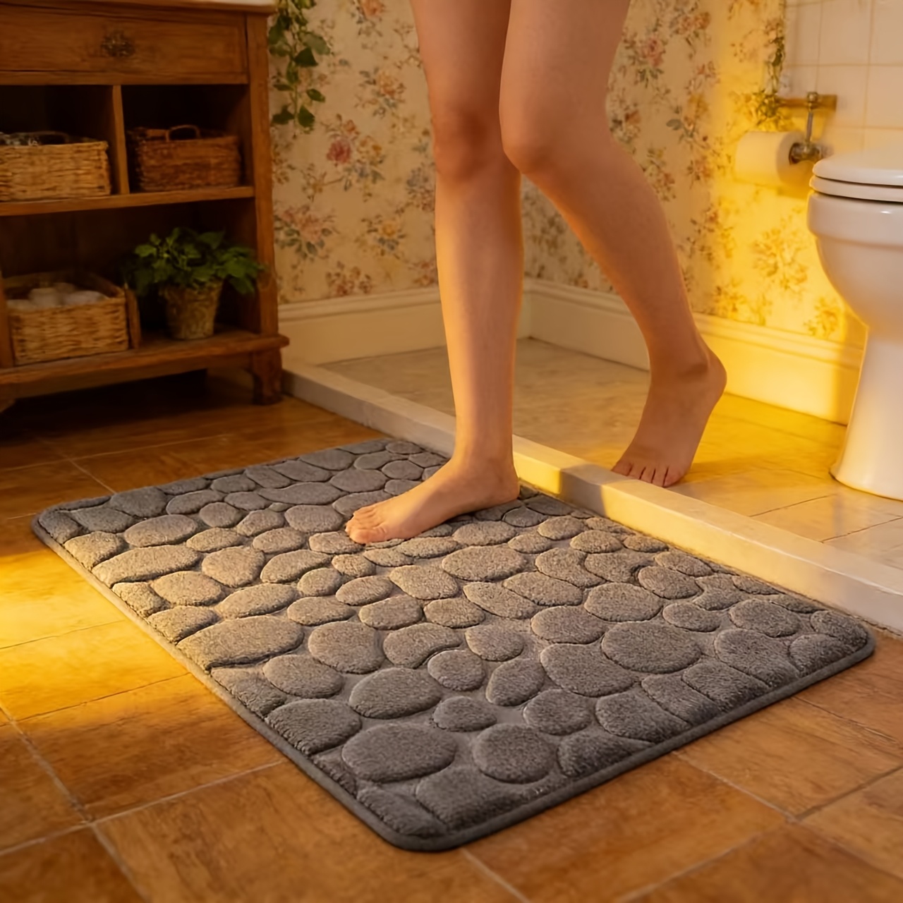   soft   bath mat bathroom anti slip mat pebble   for quick drying anti slip bathroom decoration and shower suitable for bathroom kitchen floor mat