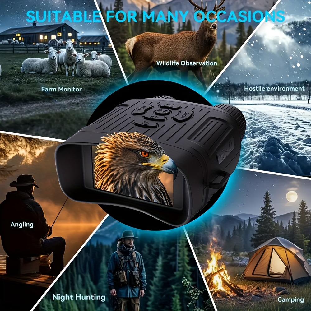 2 7k for adult infrared night binoculars 3 0 inch large screen 5 zoom 32g card for saving photos and videos for camping hunting and safety details 4