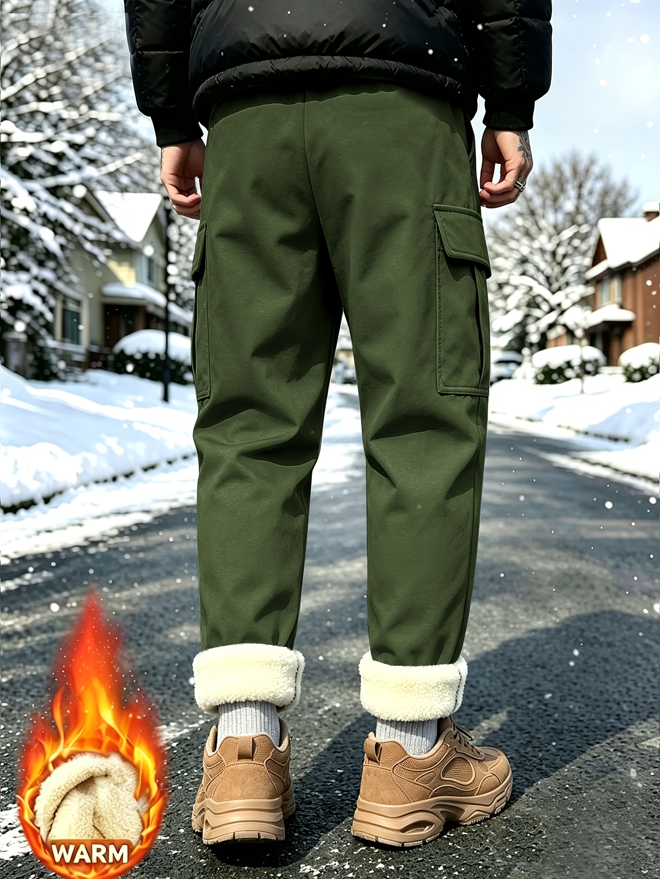 Men's Cargo Jogger Pants for Autumn/Winter with Drawstring Waist