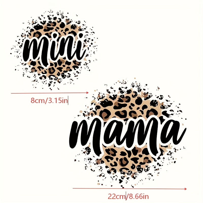 TEMU 4 Pieces(2l+2s) Durable Washable Diy Hot Stamping.leopard Print Mother's Day Gift Heat Transfer Stickers, Mixed Color Vinyl-on Patches, Suitable