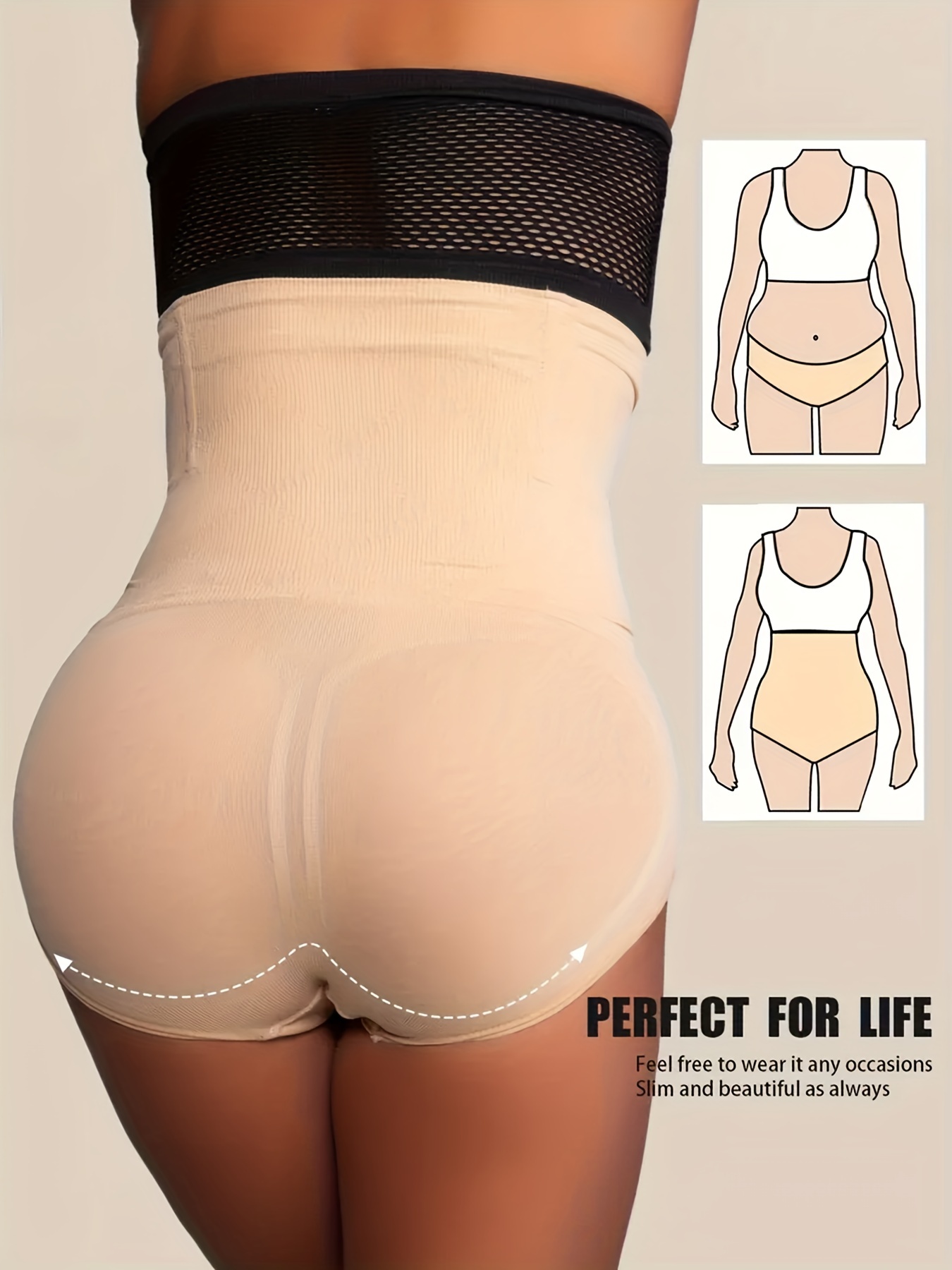 1pc Women'S High-Waist Postpartum Shapewear Briefs, Seamless Nylon Knit Fabric, Solid Color, Tummy Control & Butt Lifting, Slimming Body Shaper Panties