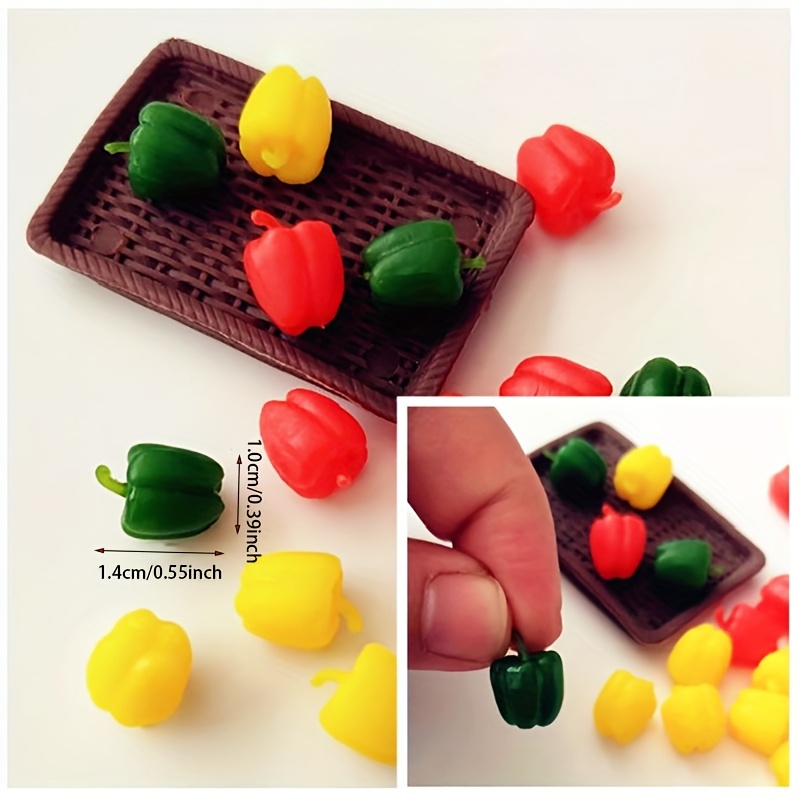 

15pcs Miniature Beads, Plastic Mini Pepper Charm Beads For Diy Dollhouse, Kitchen Vegetable Hair Clips, Jewelry Making Accessories