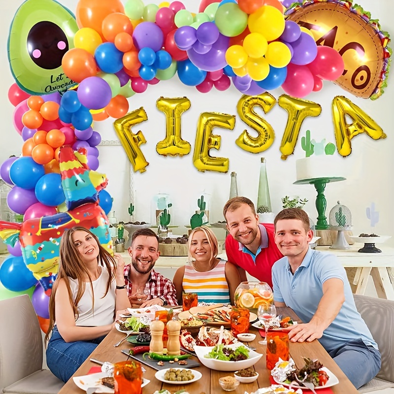 111pcs mexican party decorations fiesta birthday supplies for boys girls adult balloon arch garland kit serape tablecloth happy birthday backdrop taco balloons decor cinco de mayo party decorations