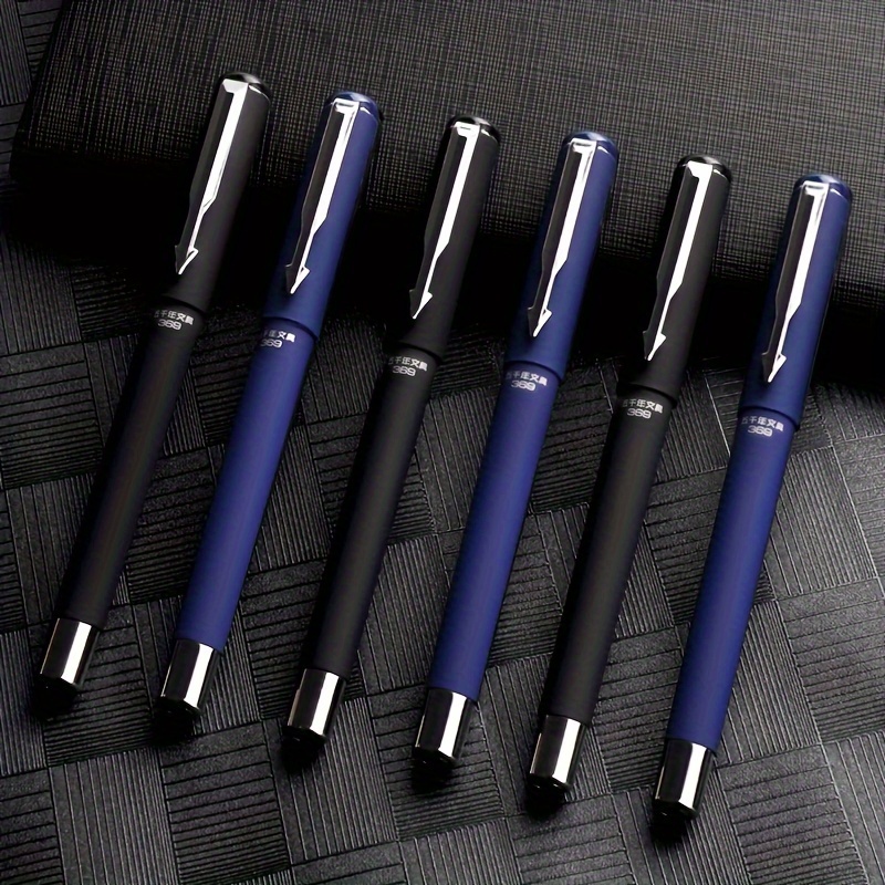 

Rollerball Pen, Bullet Tip (0.7mm), Black, Blue, 12 Pieces, High-end Business Signature Pen, Student Brush Pen, Frosted Titanium Steel Ballpoint Pen