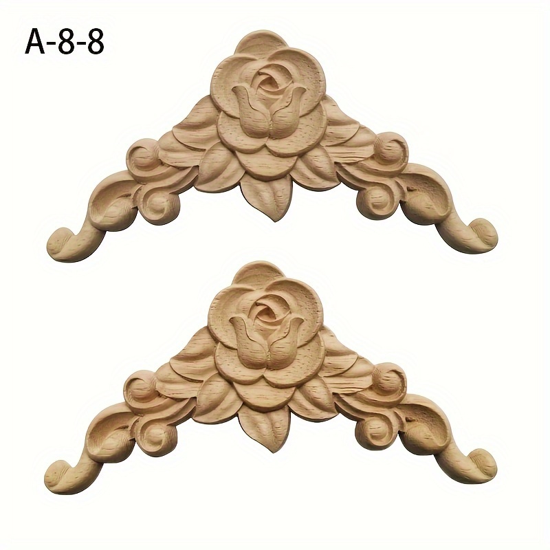 4 Decorazioni Angolari In Legno Intagliato Vintage - 4x4 Cm - Applique Per Mobili, Porte, Pareti E Armadietti - Stile Europeo - 4