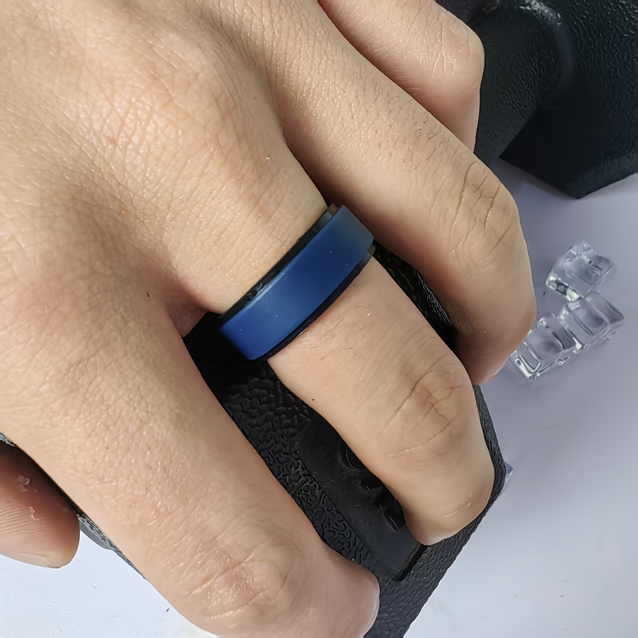 8mm Wide Flat Men's Silicone Ring for Sports