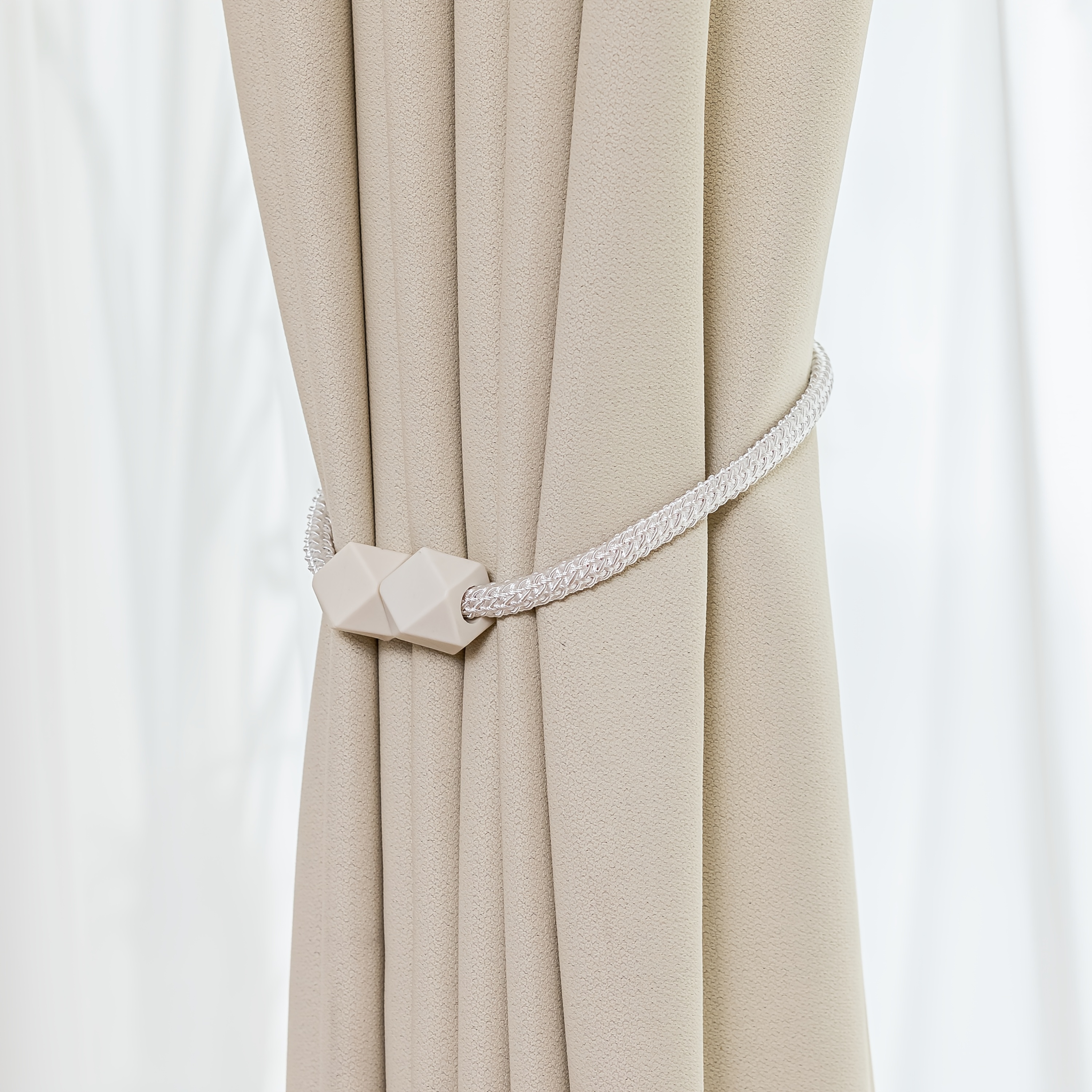 4pcs Modern Magnetic Curtain Tiebacks - Adjustable, Strong Hold for Bedroom & Living Room Decor