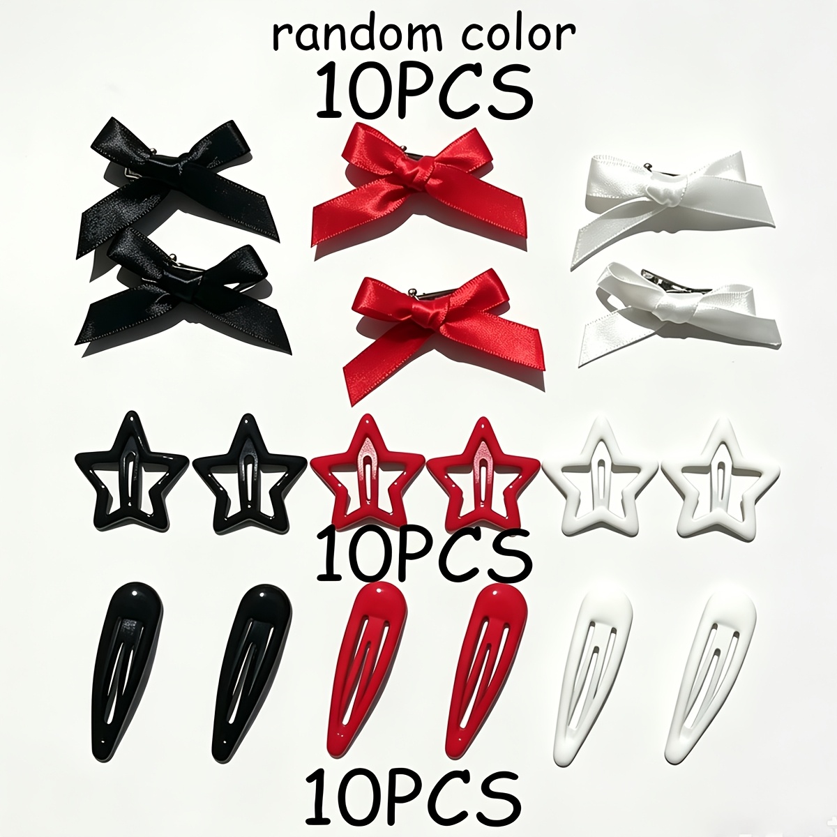 TEMU 30pcs Set Of Women's Bow Duckbill Hair Clips Side Bangs Drop Bb Clips Fashion Hair Additions Random Colors, Opp Packaging