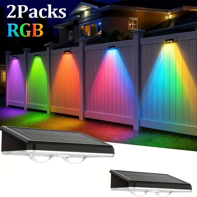 TEMU 4/2 Packs Solar Fence Decorative Lights, Solar Commercial Street Lights, Rgb Outdoor Smart Lighting, Lighting For Fences, Shopping Malls,