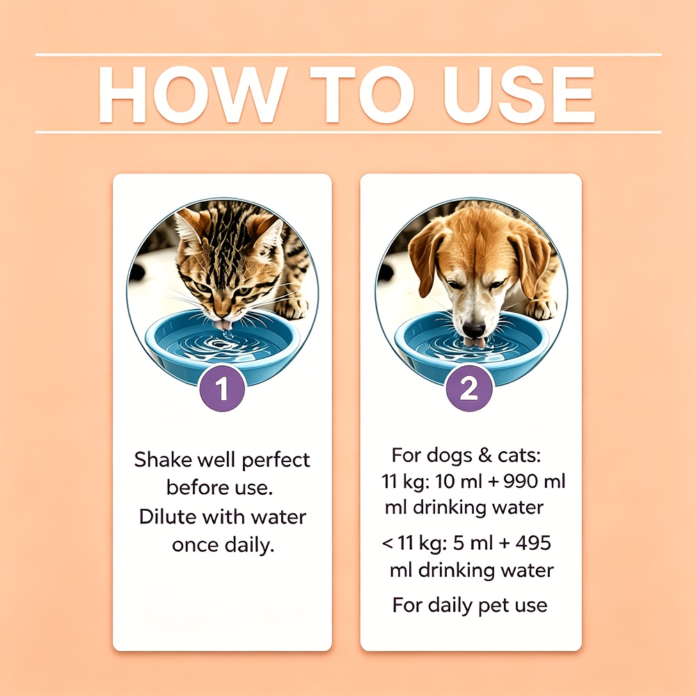 FAELUTE Pet Dental Care Mouthwash Water Additive - for Dogs, Cats & Small Pets, Daily Oral Hygiene Care, Home Outdoor Travel Use, Freshens Bad Breath, Plaque & Tartar Control, No Brushing Required Easy Liquid Formula