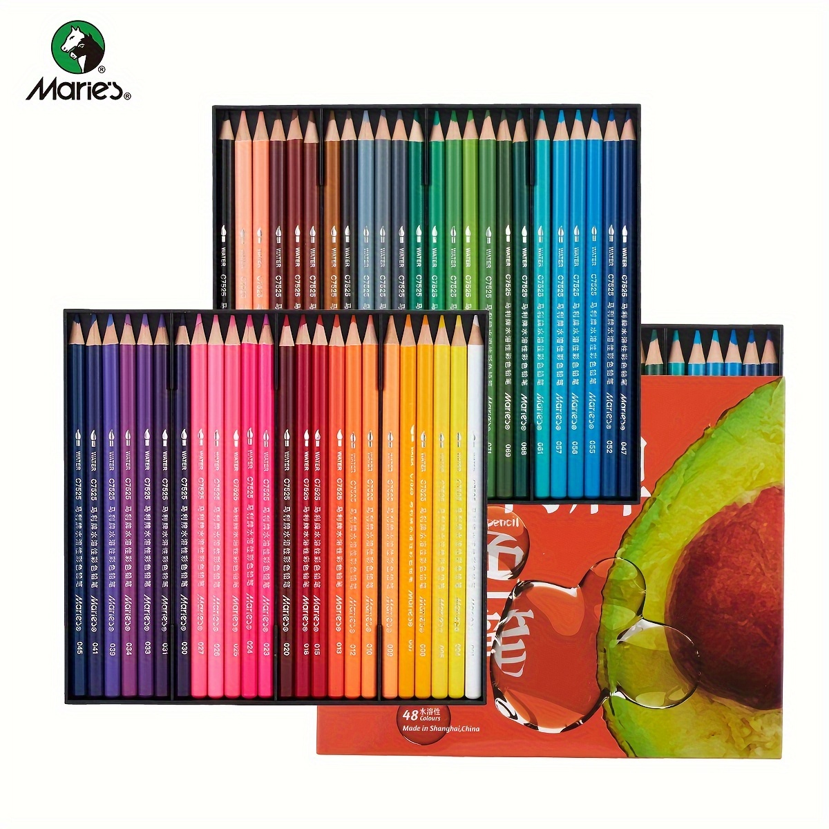 48-Color Watercolor Pencils, Water Color Pencils Set, Artist Drawing Pencils, Colored Pencils For Adult Coloring, Sketch Drawing Pencil Art Supplies, Coloring Pencil Set For Painting - With Brush