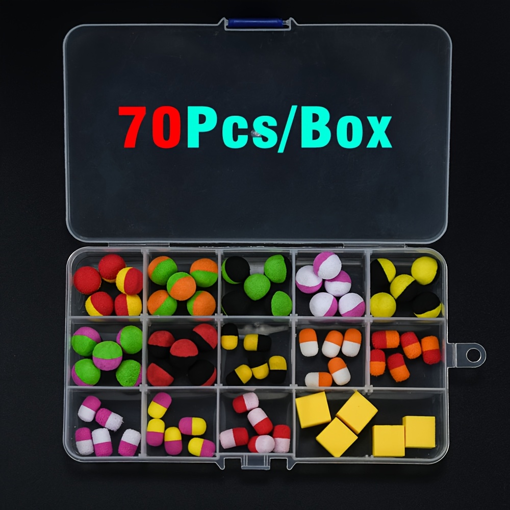 Image of 70pcs/box Carp Fishing Pop Up Beads, Eva Floating Ball Beads Kit, Anti-bottom Fishing Lure Additions