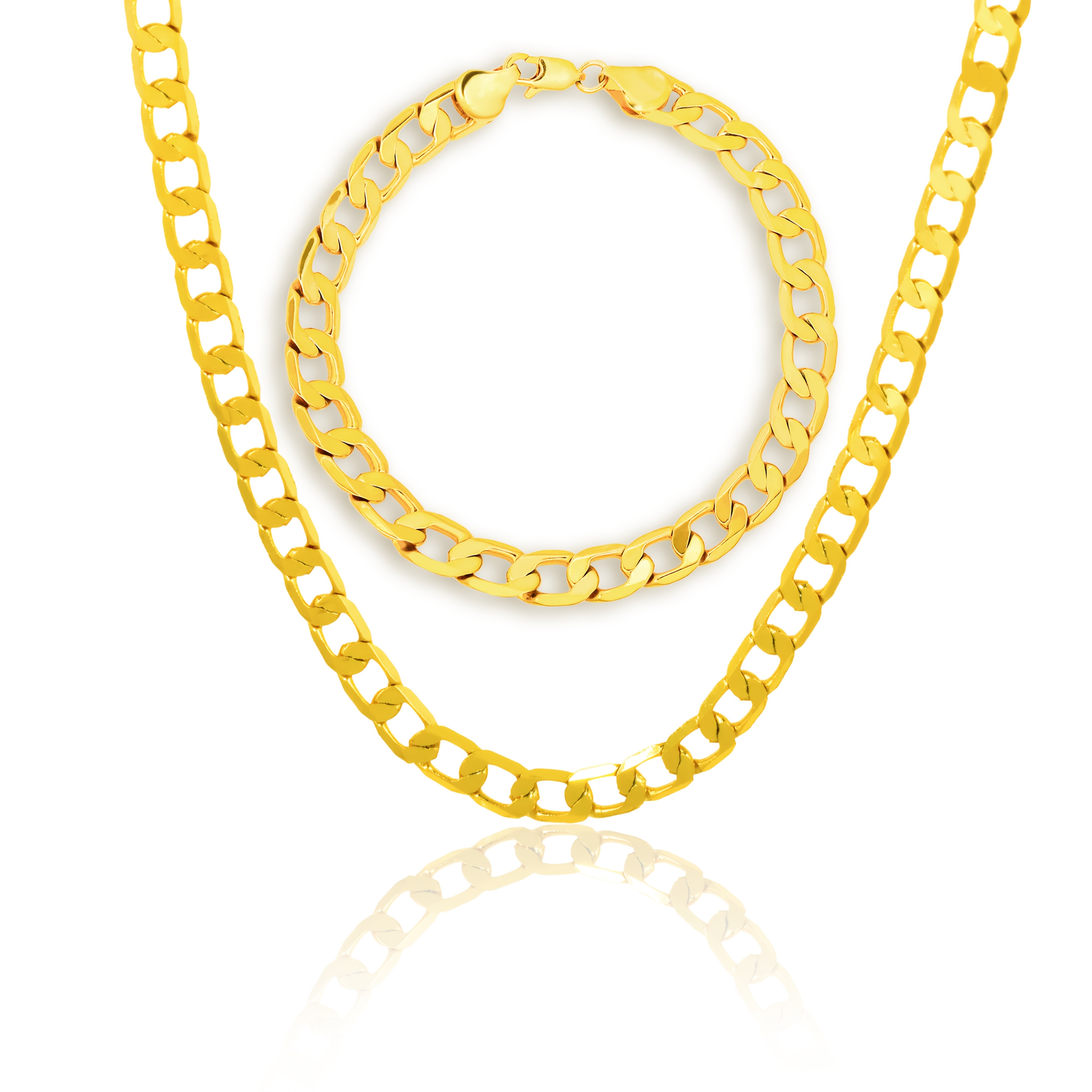 TEMU Local Warehouse, 925 Silver, Golden Two-piece Set (bracelet, Necklace), Silvery Grammage 10g, Street Hip Hop Style, Perfect Gift, Complimentary