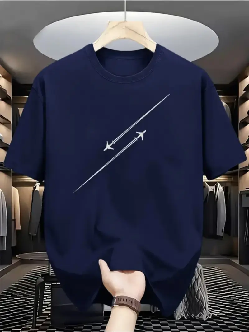 mens navy casual t shirt heavyweight 180gsm pure cotton crew neck tee for formal events machine washable shirt with everyday elegant style Product details 0