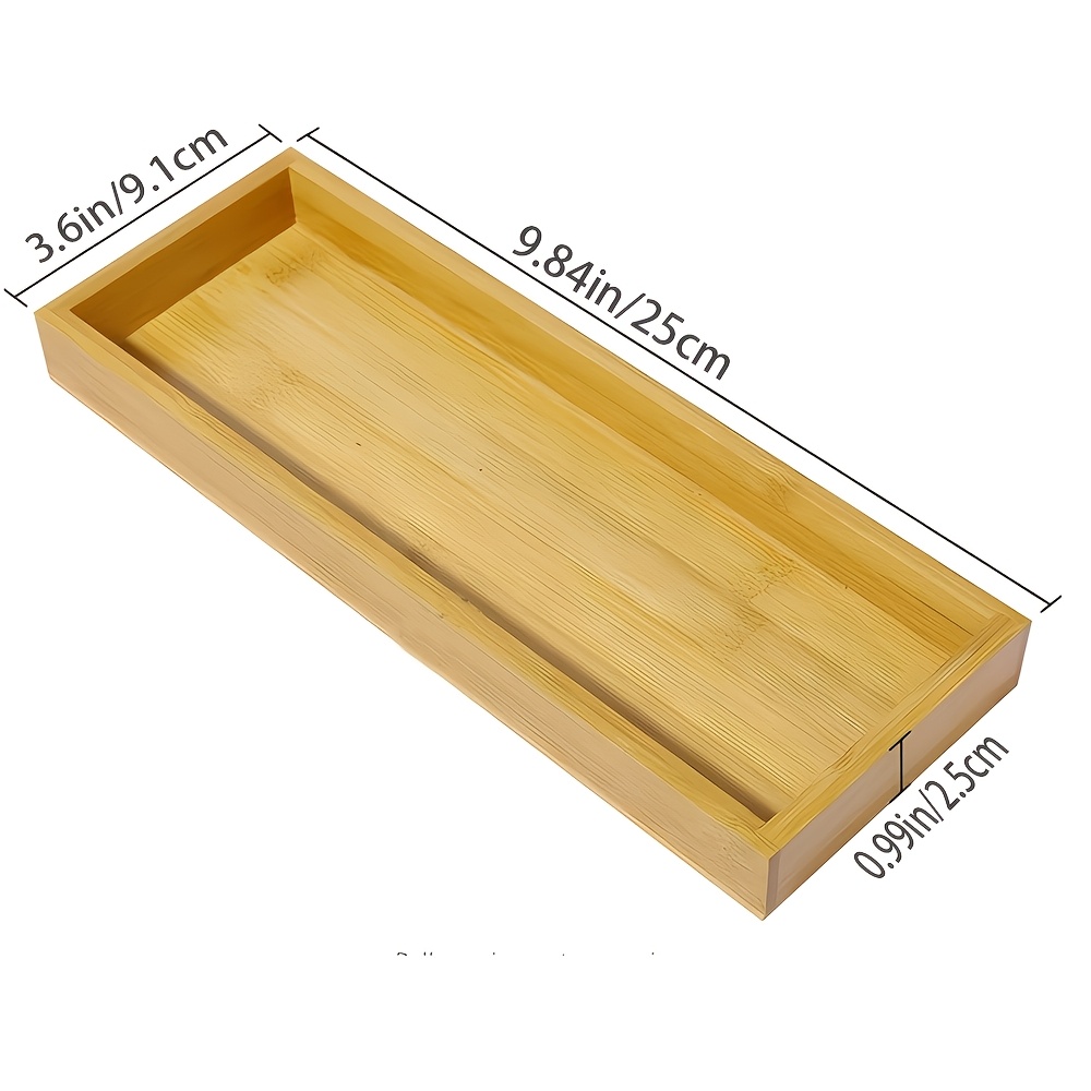 Single Bamboo Decorative Tray For Serving Tea: Versatile For Use On Bathroom Counters, Dressers, Featuring Edges Suitable For Food, Coffee, Tea, Snacks, Tissues, And Candles. (non-food Contact)