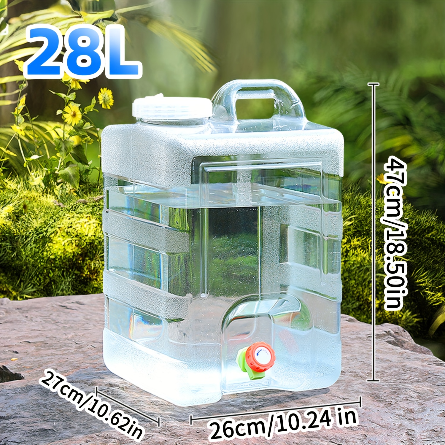 Image of 3-28l Transparent Square Water Container W/ Faucet - Portable Pc Jug | Leak-proof Spigot & Handle | Ideal For Camping, Road Trips, Home, Emergency | Durable Polycarbonate Storage Bucket,christmas