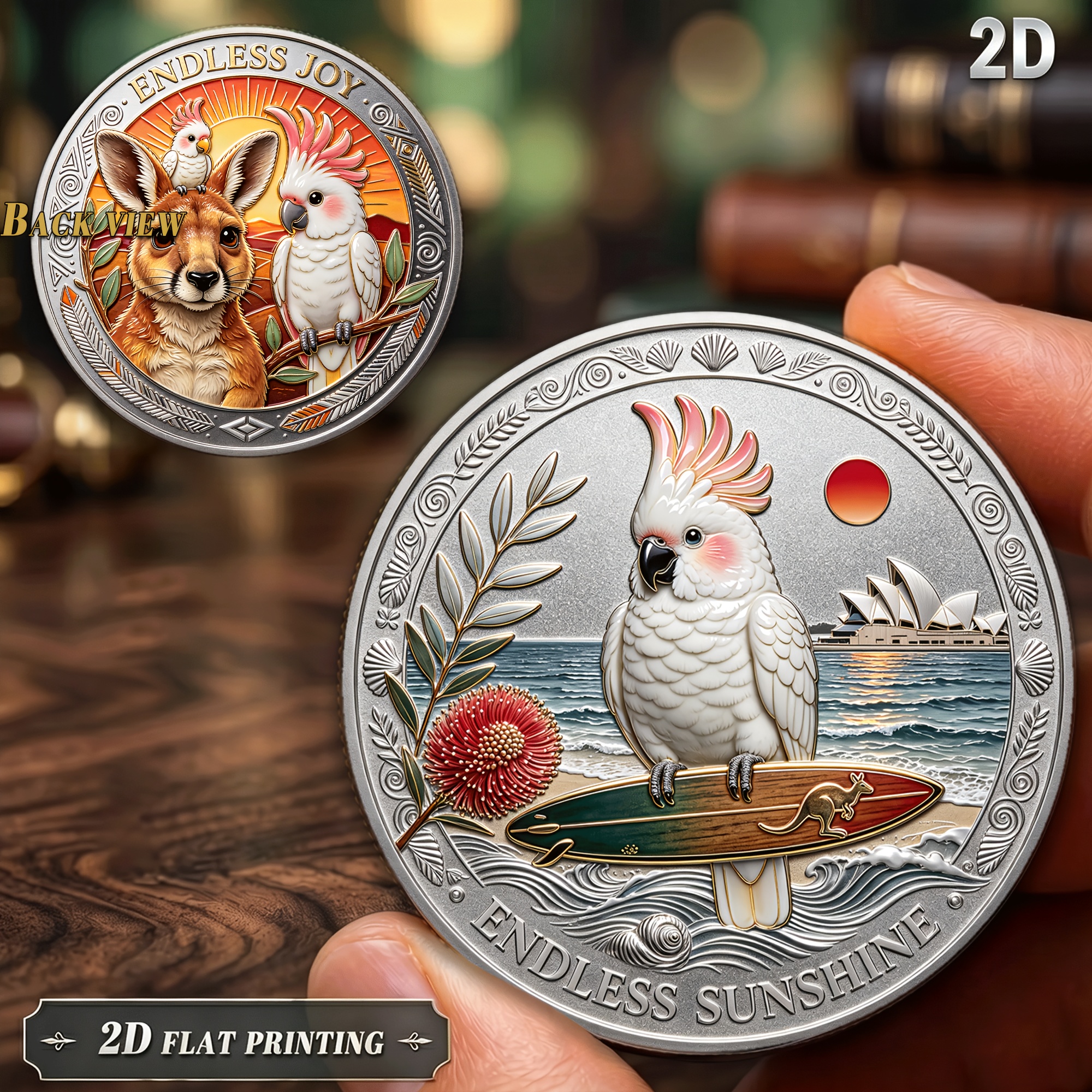 TEMU Replica Coin 1pc, 2d Exquisite Collectible Coin With An Endless Sunshine And Pattern, A Commemorative Coin Showcasing Australia's Iconic
