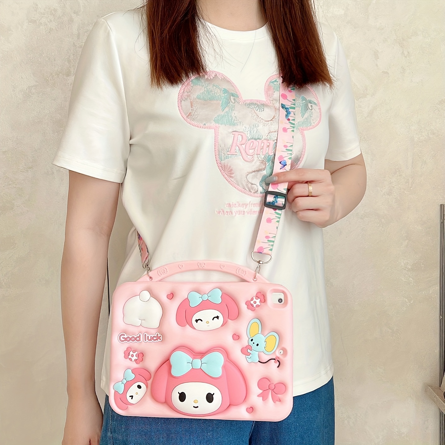 Sanrio My Melody Cartoon Tablet Case for Tab A7/A8/A9/A9+, Full-Body Protection, 360° Rotating Stand, Tablet Protection, Cute Design, Kawaii Aesthetic, Snug Fit, Durable Cover, Multiangle Stand, Sanrio Fans, Anime Lovers