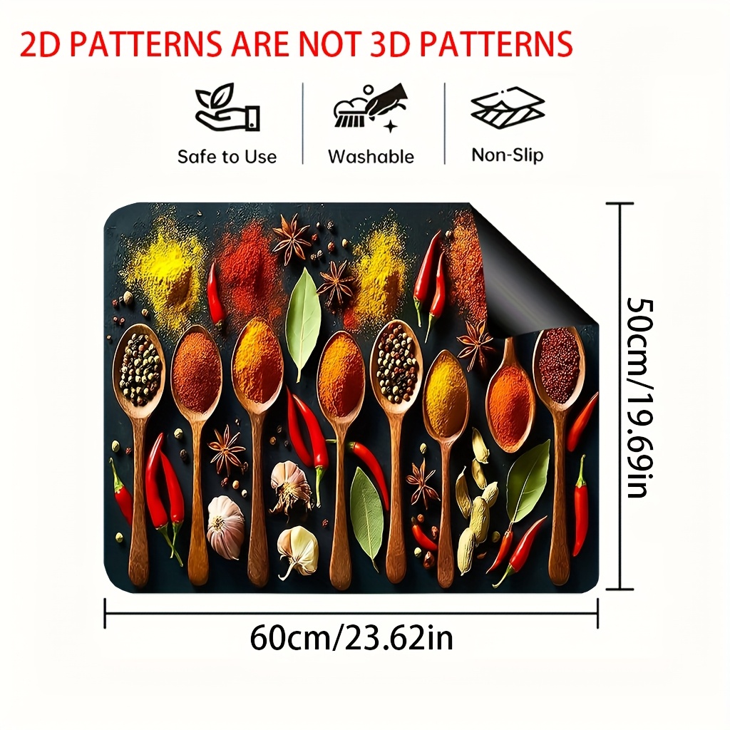 TEMU 1pc -resistant Stove Mat Compatible For Cooktops (//) - Spoon Pattern Kitchen Protector, Stove Top Decor, Stove Cover - & Maintenance (1pc), 2d