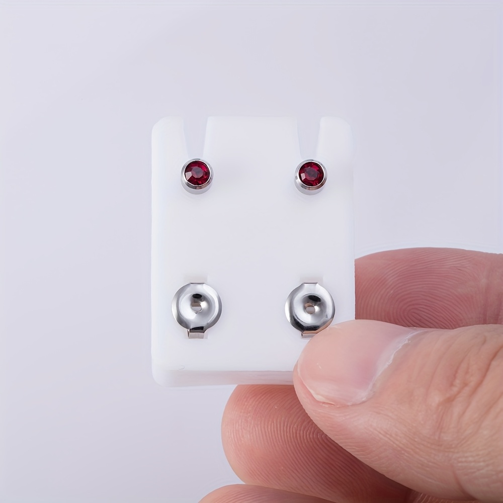 12 Pairs Birthstone Stud Earrings, Synthetic Zirconia